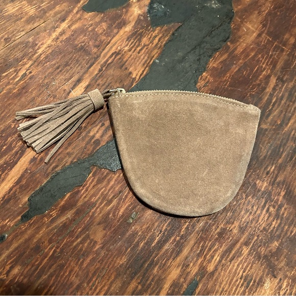 SUEDE 5.5” x 4.5” Zip Coin Purse with Tassel - Picture 1 of 6
